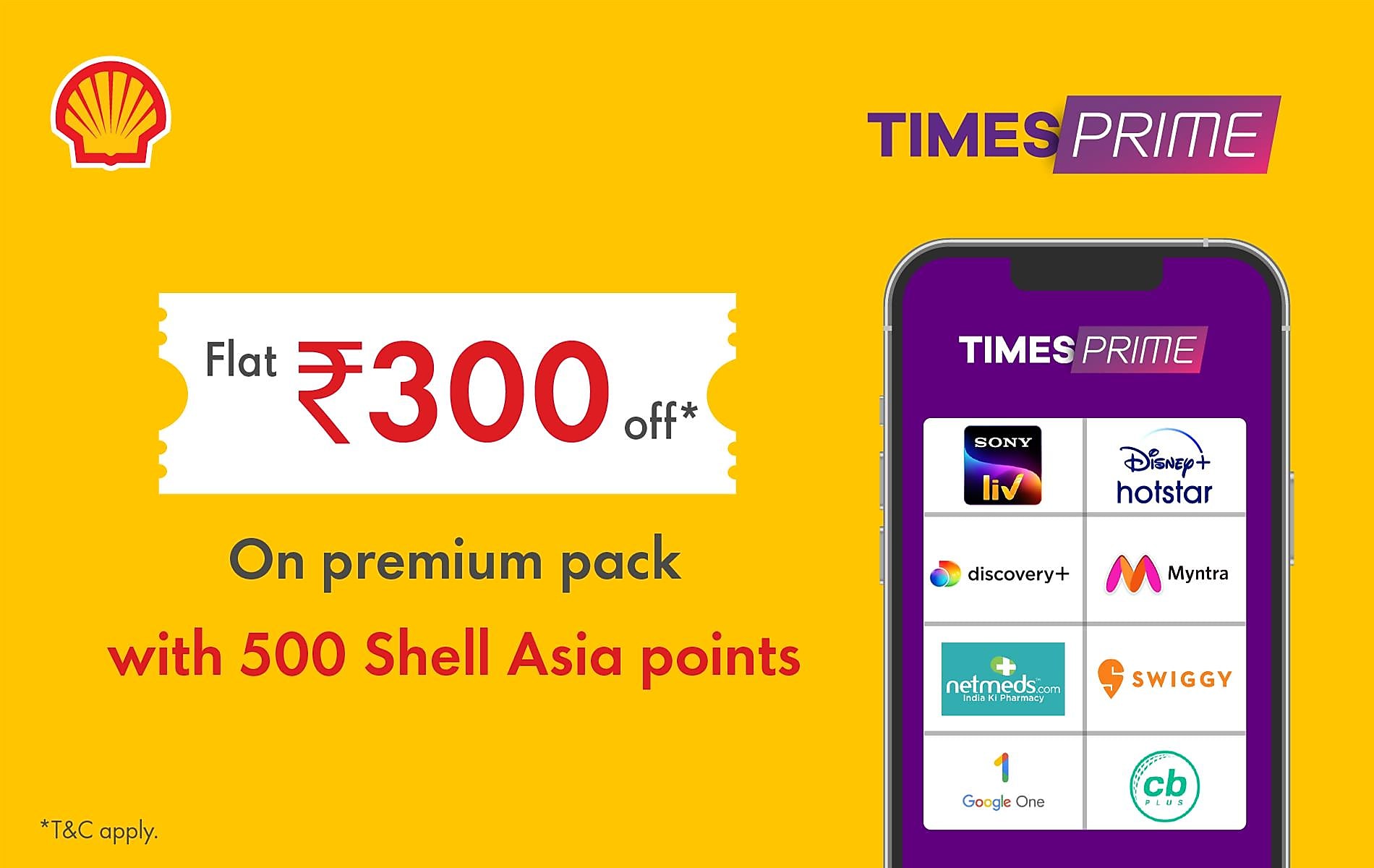 INR 300 off-Times Prime premium pack with 500 Pts