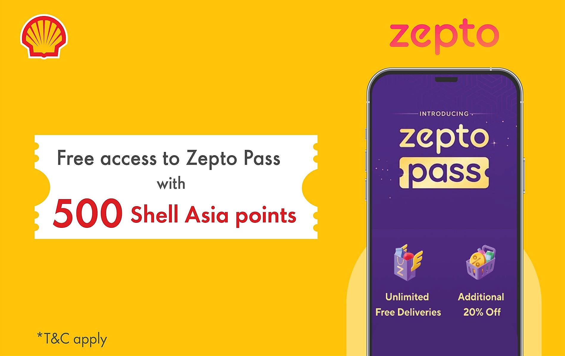 Free access to Zepto pass with 500 Points