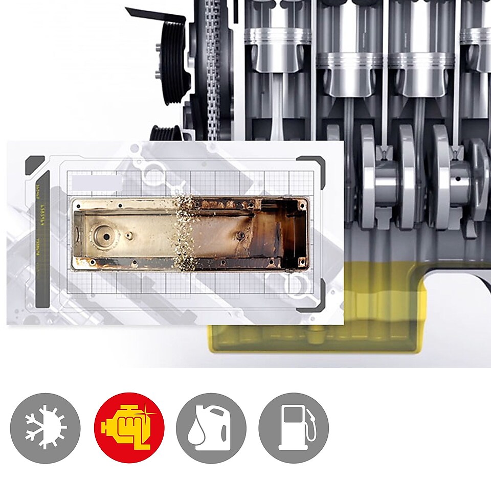 Illustrating the positive impact of Shell Helix Ultra oil on the engine 